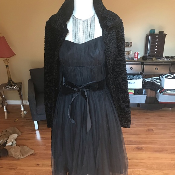 WHBM Black Crushed Velvet Coat - Picture 5 of 8